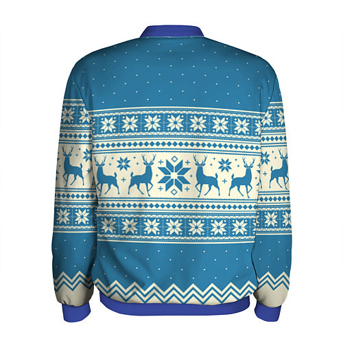 Мужской бомбер Sweater with deer on a blue background / 3D-Синий – фото 2