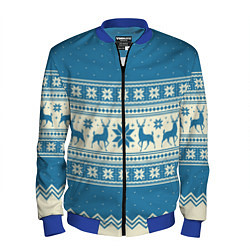 Мужской бомбер Sweater with deer on a blue background