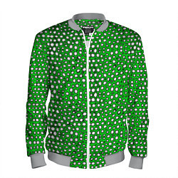 Бомбер мужской Белые пузырьки на зелёном фоне, цвет: 3D-меланж