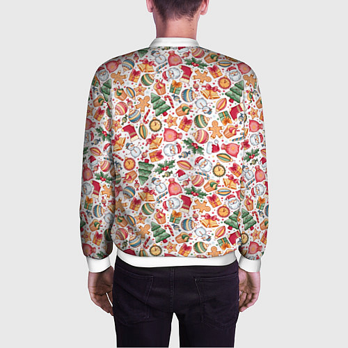 Мужской бомбер Новогодняя атрибутика / 3D-Белый – фото 4