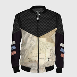 Бомбер мужской Черновики Пушкина, цвет: 3D-черный