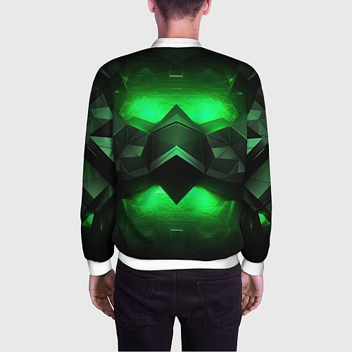 Мужской бомбер Абстрактное царство зелени / 3D-Белый – фото 4