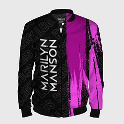 Бомбер мужской Marilyn Manson rock legends по-вертикали, цвет: 3D-черный