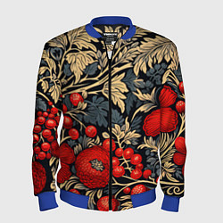 Мужской бомбер Новогодние ягодки и узоры