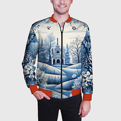 Бомбер мужской Пушистые завитки, цвет: 3D-красный — фото 2