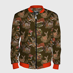 Бомбер мужской Разные животные, цвет: 3D-красный