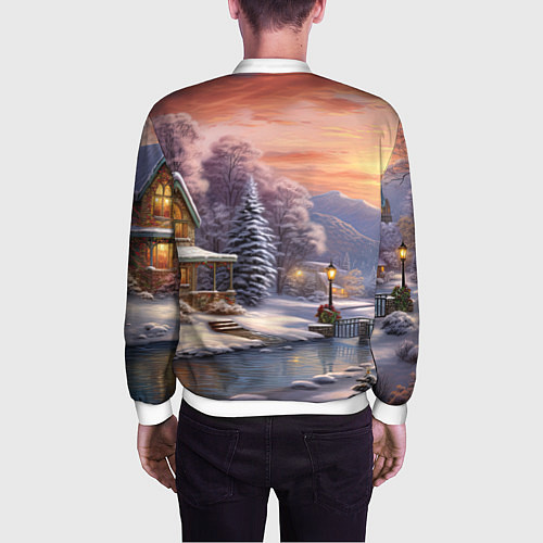 Мужской бомбер Зима в городе / 3D-Белый – фото 4