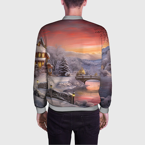 Мужской бомбер Морозная сказка праздника / 3D-Меланж – фото 4
