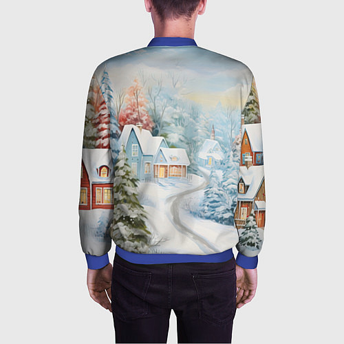 Мужской бомбер Морозная феерия ночи / 3D-Синий – фото 4