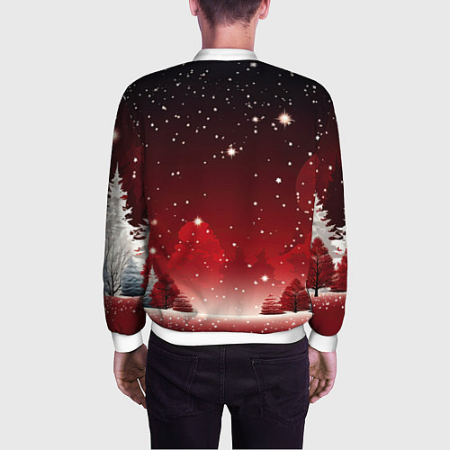 Мужской бомбер Зимний берег реки с деревьями и льдом / 3D-Белый – фото 4