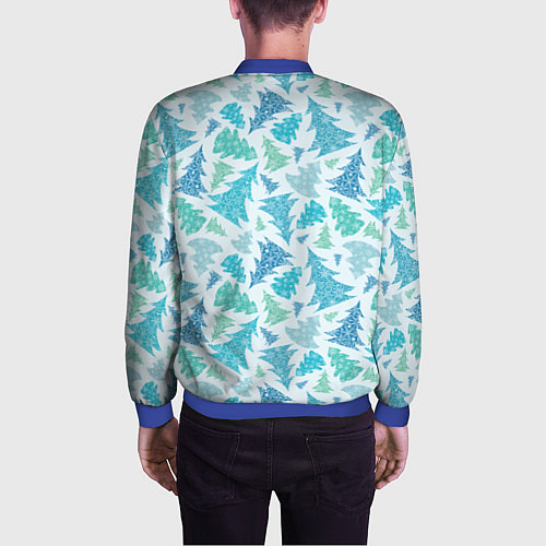 Мужской бомбер Ёлочки зимнего леса / 3D-Синий – фото 4