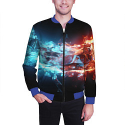 Бомбер мужской Лед и пламя абстракция, цвет: 3D-синий — фото 2