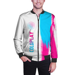 Бомбер мужской Coldplay neon gradient style по-вертикали, цвет: 3D-черный — фото 2