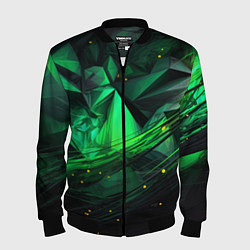 Бомбер мужской Абстрактный лабиринт зелени, цвет: 3D-черный