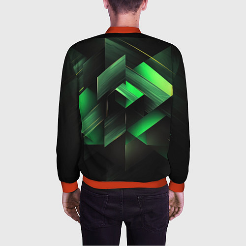 Мужской бомбер Асимметричный узор зелени / 3D-Красный – фото 4
