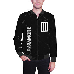 Бомбер мужской Paramore glitch на темном фоне вертикально, цвет: 3D-черный — фото 2