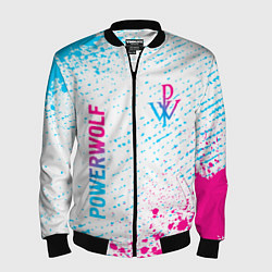 Бомбер мужской Powerwolf neon gradient style вертикально, цвет: 3D-черный