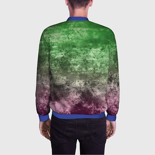 Мужской бомбер Абстракция - Фиолетово-зеленый бардак / 3D-Синий – фото 4