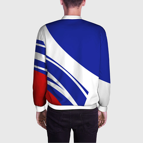 Мужской бомбер Герб России на абстрактных полосах / 3D-Белый – фото 4