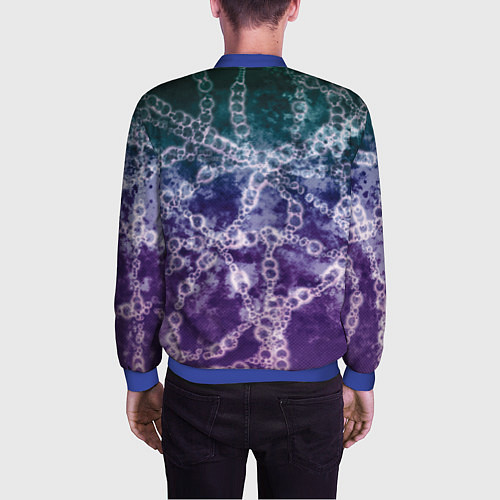 Мужской бомбер Абстракция - ДНК цепочка / 3D-Синий – фото 4