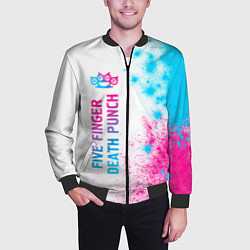 Бомбер мужской Five Finger Death Punch neon gradient style по-вер, цвет: 3D-черный — фото 2