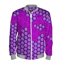 Бомбер мужской Фиолетовая энерго-броня из шестиугольников, цвет: 3D-меланж
