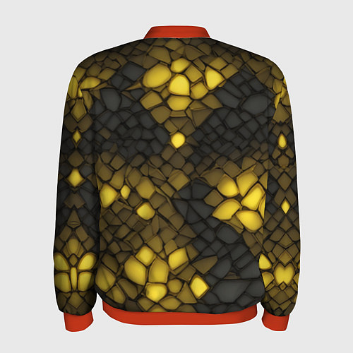 Мужской бомбер Жёлтый трескающийся камень / 3D-Красный – фото 2