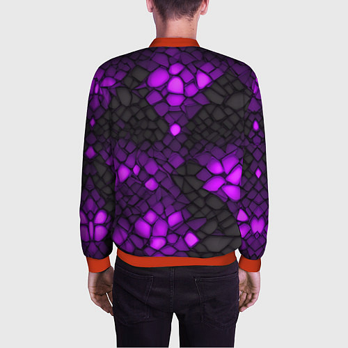 Мужской бомбер Фиолетовый трескающийся камень / 3D-Красный – фото 4
