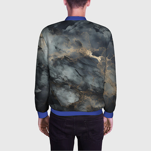 Мужской бомбер Темно-серый мрамор / 3D-Синий – фото 4