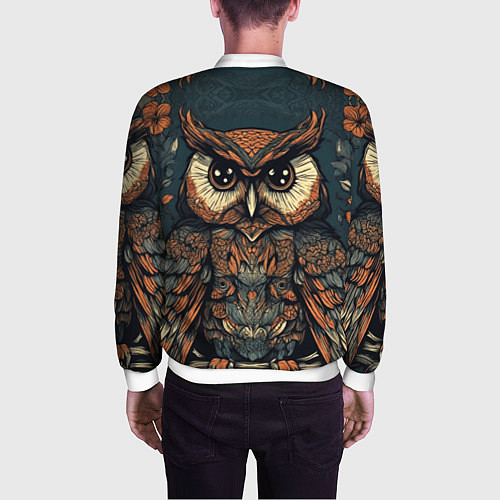 Мужской бомбер Сова с узорами / 3D-Белый – фото 4