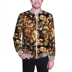 Бомбер мужской Пейсли золотые узоры, цвет: 3D-меланж — фото 2
