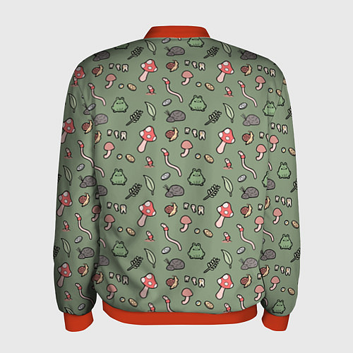Мужской бомбер Goblincore - паттерн / 3D-Красный – фото 2