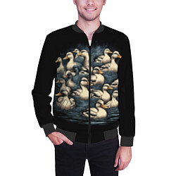 Бомбер мужской Утки в пруду, цвет: 3D-черный — фото 2