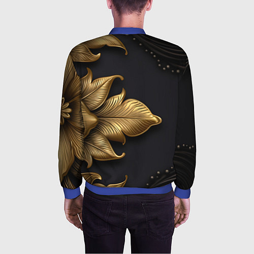 Мужской бомбер Золотой герб России / 3D-Синий – фото 4