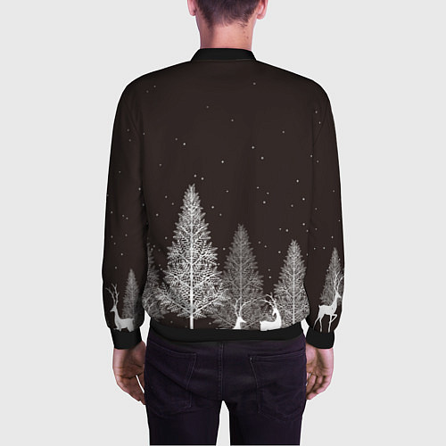 Мужской бомбер Олени в лесу / 3D-Черный – фото 4