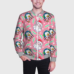 Бомбер мужской Персонажи новогодние, цвет: 3D-меланж — фото 2