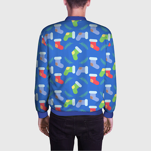 Мужской бомбер Рождественские валенки / 3D-Синий – фото 4