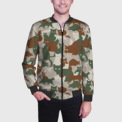 Бомбер мужской Кошки - камуфляж, цвет: 3D-черный — фото 2