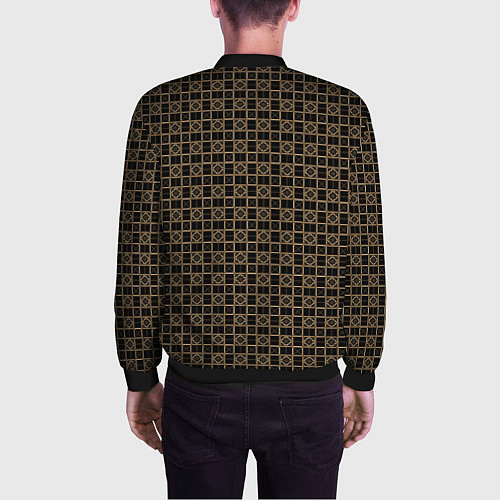 Мужской бомбер Тёмно-коричневый паттерн / 3D-Черный – фото 4