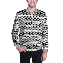 Бомбер мужской Треугольники чёрные и белые, цвет: 3D-меланж — фото 2