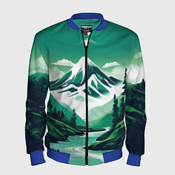 Бомбер мужской Графический пейзаж Камчатки, цвет: 3D-синий