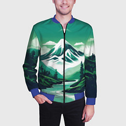 Бомбер мужской Графический пейзаж Камчатки, цвет: 3D-синий — фото 2
