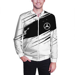 Бомбер мужской Mercedes benz краски чернобелая геометрия, цвет: 3D-белый — фото 2
