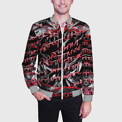 Бомбер мужской Инопланетный текст красный, цвет: 3D-меланж — фото 2