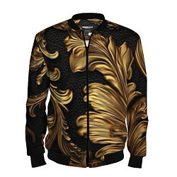 Бомбер мужской Золотые листья винтажные лепнина, цвет: 3D-черный