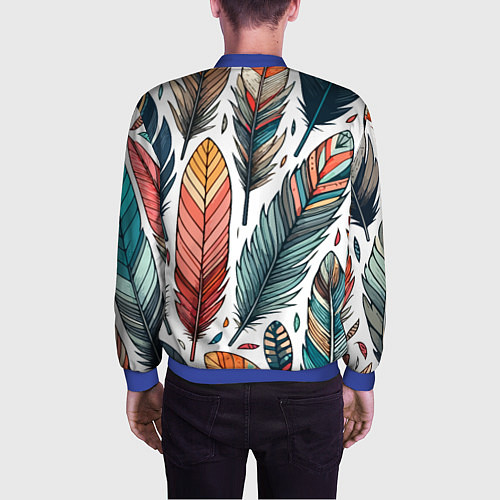 Мужской бомбер Композиция из перьев / 3D-Синий – фото 4