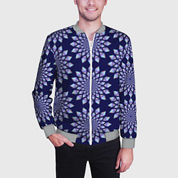 Бомбер мужской Криптовалюта Эфириум паттерн по кругу на синем, цвет: 3D-меланж — фото 2