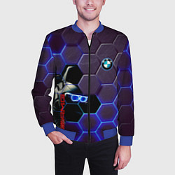 Бомбер мужской BMW неоновые соты, цвет: 3D-синий — фото 2