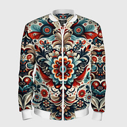 Бомбер мужской Словенский паттерн, цвет: 3D-белый