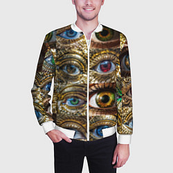 Бомбер мужской Металлические глаза в стиле стимпанк, цвет: 3D-белый — фото 2